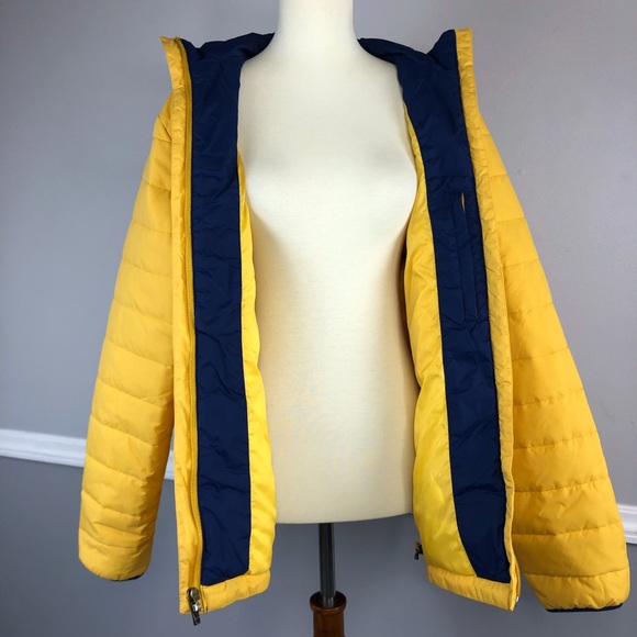 Lands’ End Yellow and Navy Puff Jacket - Picture 3 of 5